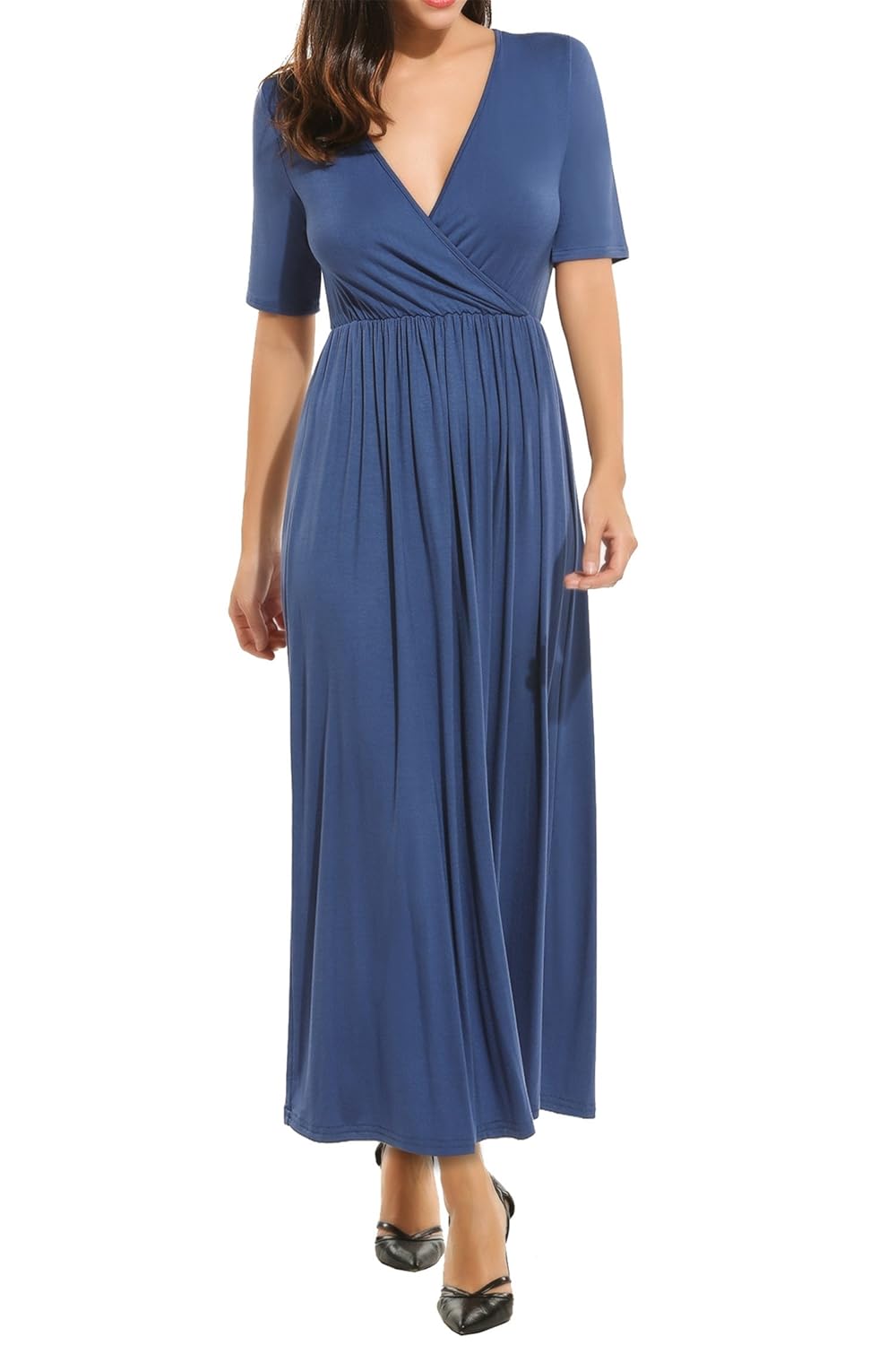 Royal Blue Sequin Glitter Grenadine Draped Side Slit Backless Sparkly Cocktail Party Maxi Dress 