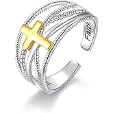 APOTIE Sterling Silver Cross Wrap Ring - S925 Faith Adjustable Ring Jewelry Inspirational Gift for Women