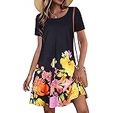 JOLIGAL Summer Dresses for Women Casual Short Sleeve Sundress Scoop Neck Beach T Shirt Dress with Pockets