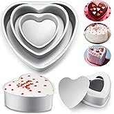 FoldTier 6 Pcs Heart Cake Pan Aluminum Cake Pan with Removable Bottom 4/6 /8 Inch Nonstick Baking DIY Baking Mold Tool for Mother's Day Wedding Birthday Holiday Party