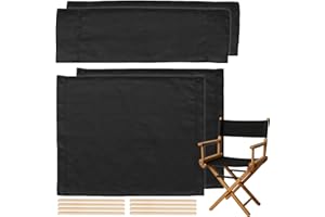STAY GENT 18''L X 15''W 2 Set Directors Chair Replacement Canvas for 18'' Director Chairs, Replacement Cover Canvas Seat and 19.7''L X 6.3''W Back Covers Kit for Director Chairs Movie Chair, Black