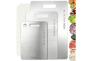 LANBYY 3 Pcs 316 Stainless Steel Cutting Board for Kitchen Katuchef Titanium Cutting Boards with Non-Slip Mat, Non Toxic Non-