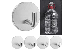 SonTiy All Metal Adhesive Hook Heavy Duty Self Adheasive Towel Hook Wall Hooks Hanging Hook for Walls No Damage Stick on Hooks, Waterproof, Home, Bathroom, Kitchen, Office, and Outdoor 5Pcs