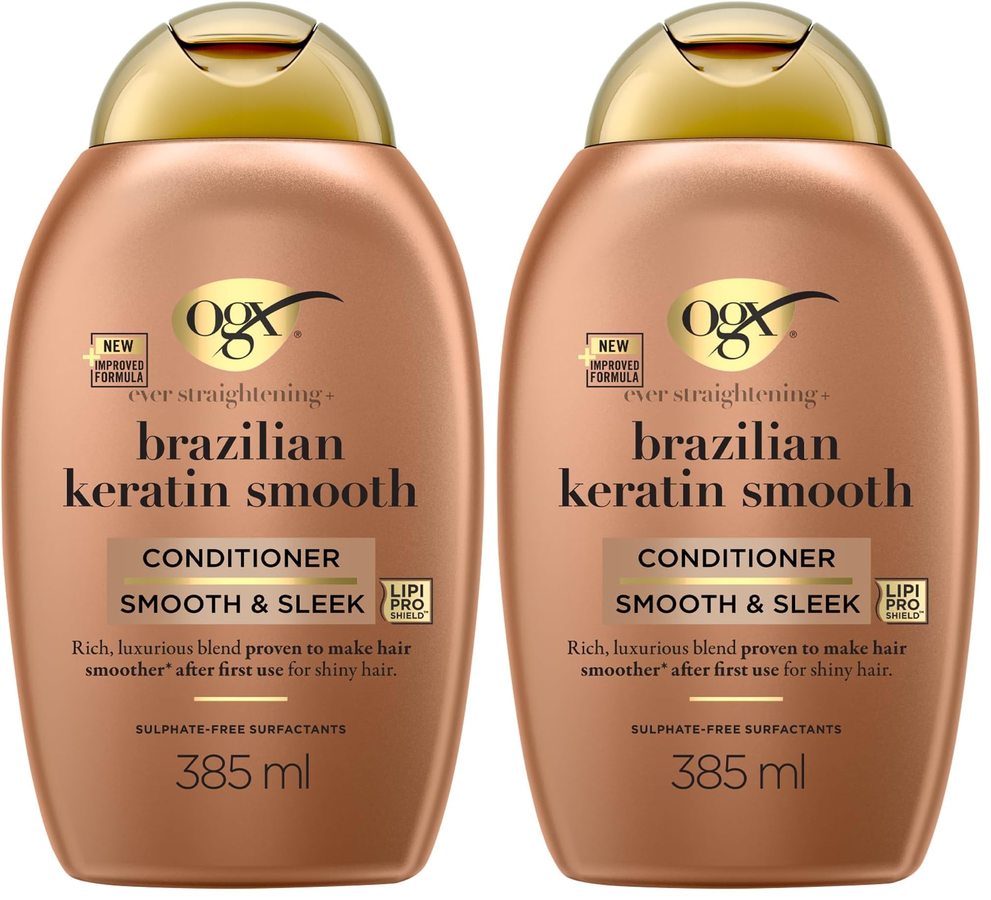 OGX Brazilian Keratin Smooth Conditioner for Dry Hair, 385ml (Pack of 2)