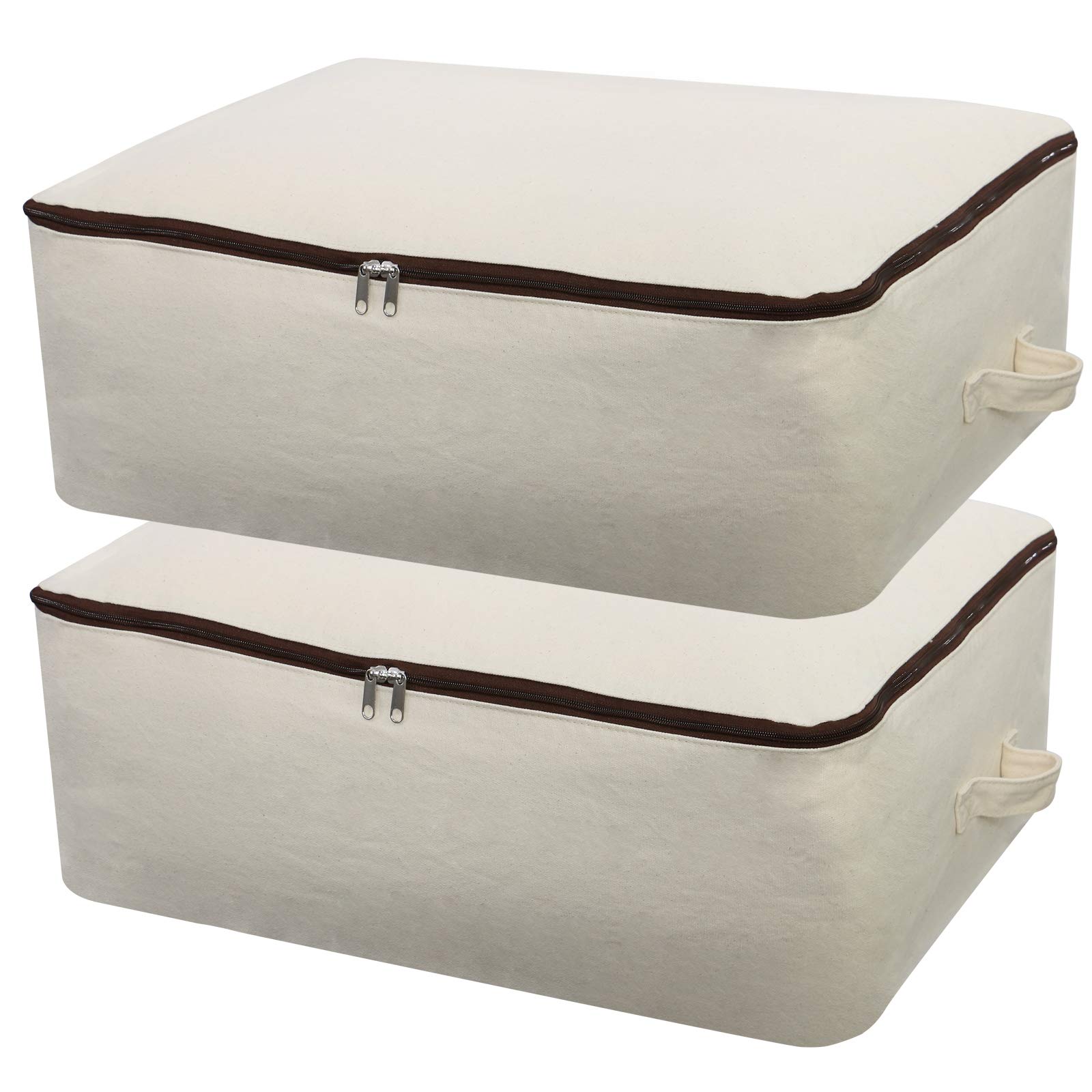 Photo 1 of *************MISSING 1************
2PCS Canvas Storage Bag, 12OZ Thick Soft Breathable Closet Organizer for Beddings, Comforters, Pillows, Blankets, Clothes, 25.6×18.5×8.7inch, Beige