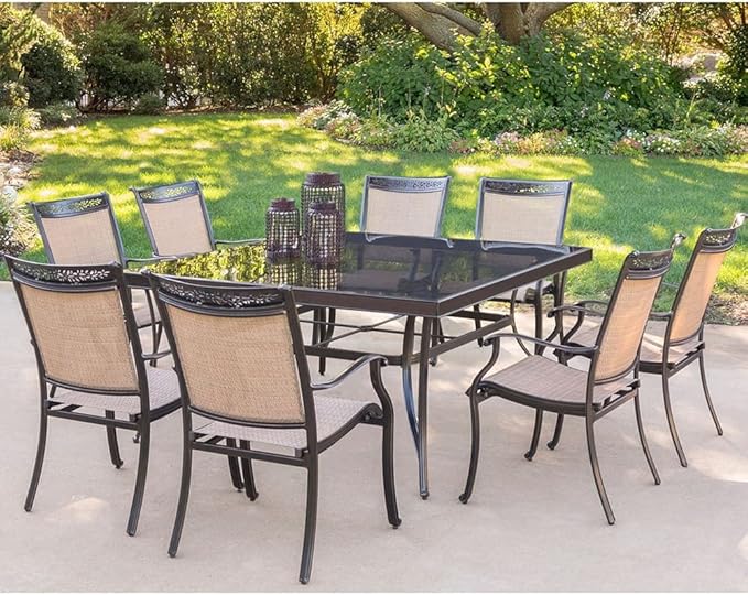 Stylizio - Juego de Comedor para Exteriores (9 Piezas, con Mesa