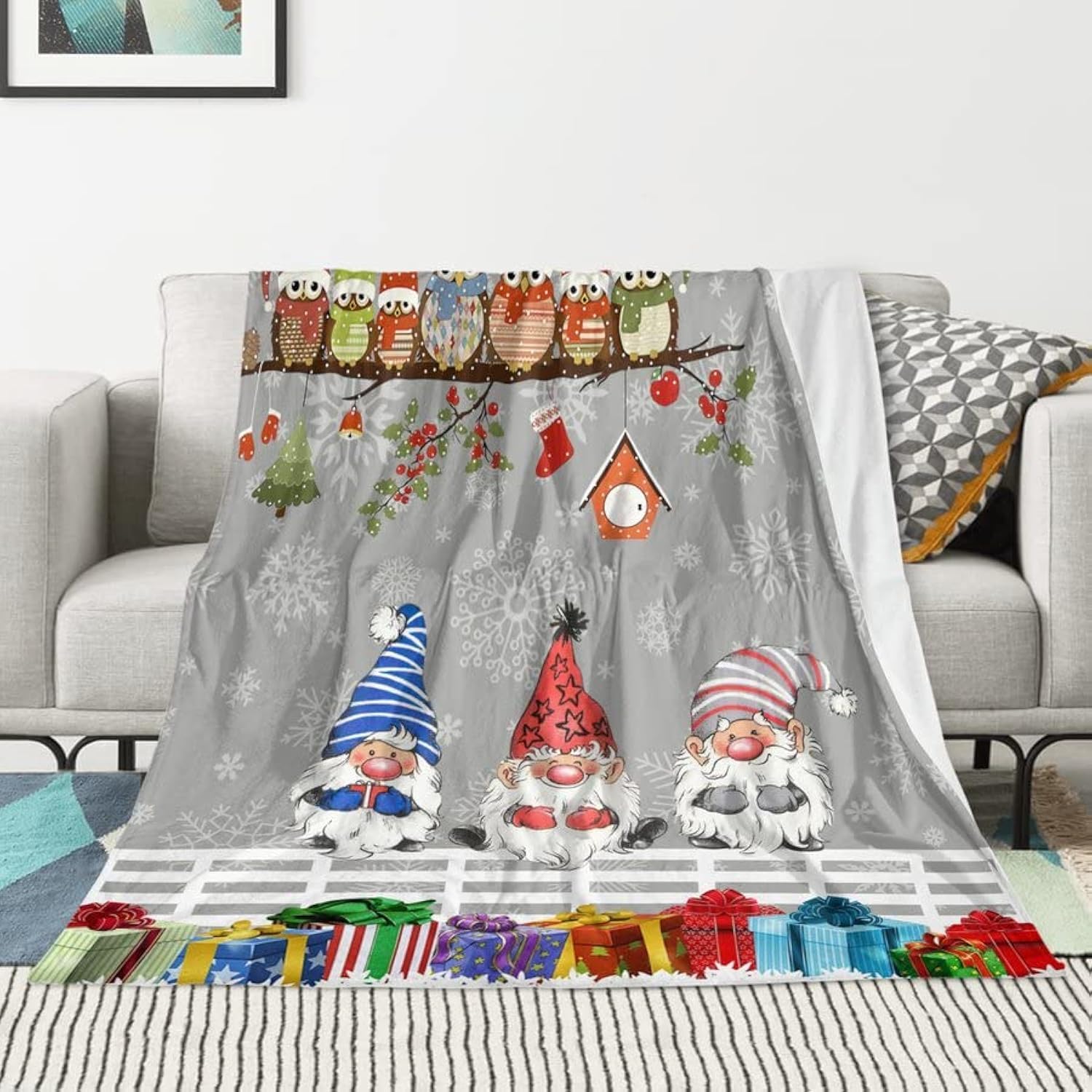 JOOCAR Christmas Throw Blanket, Grey, 50" x 60" — image 1