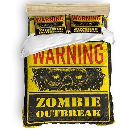 Babemaps 4 Piece Luxury Duvet Cover Bedding Sets Full Zombie