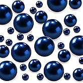 120 PCS 8/14/20mm No Hole Polish Pearl Beads for Centerpiece, Navy Blue Beads Decorative Vase Fillers, Plastics Pearls for Vases, Table Scatters, Wedding Party Decor