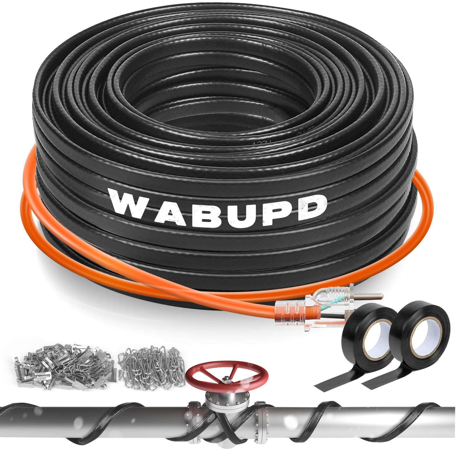 Photo 1 of 3FT-200FT Heat Tape for Water Pipes, -40°F Deicing Pipe Heat Cable,Electric Heating Cable Pipe,Frezze Protection for Heat Trace Cable for Metal, Plastic Home Pipes,Gutter,120V 5W/ft?120FT?