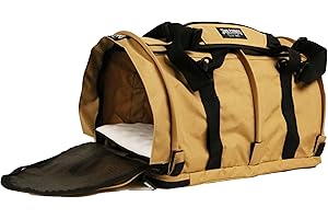 STURDI PRODUCTS SturdiBag Large Pet Travel Carrier: Flexible Height for Cat and Dog Soft Sided with Safety Clips and Seatbelt Straps| Earthy TAN, 18" x 12" x 12" (PN: SB2-PRO-ET)