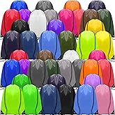 Shappy 100 Pcs Drawstring Backpack Bulk Sports Gym Cinch Bag Polyester String Bag for Men Women (25 Colors)