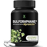 HUMANX Sulforaphane+ 602mg - USA Third Party Tested - Sulforaphane with Broccoli Seed Extract & Moringa - Supports Antioxidant Production, Detoxification, & Cellular Health - Broccoli Supplement
