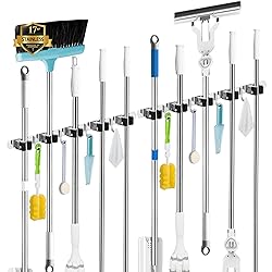 2 Pack Mop and Broom Holder Wall Mount, 5 Racks and