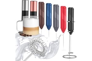 Milk Frother for Coffee, Handheld Drink Mixer Electric Whisk with Stand, Mini Stirrer Wand Cappuccino, Frappe, Matcha, Hot Chocolate Foam Maker, Black, by Mata1-USA