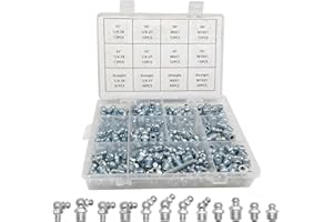 Boatsea 245Pcs Grease Fitting Assortment Kit, SAE & Metric Hydraulic Zerk Assortment, Galvanized Steel Standard Straight and Angled Fittings for Replacing Missing or Broken Grease Fittings