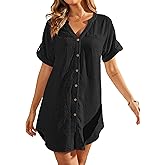 Bsubseach Swimsuit Coverup for Women Bathing Suit Cover Up Button Down Shirt Beach Dress Vacation Outfits