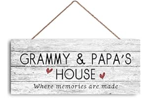 GUQFF New Sign Grammy and Papa's House Sign, Where Memories are Made, Distressed Style, Gift for Grandparents, 6" x 12" Sign