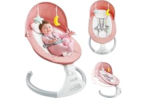 KIDSVIEW Pink Electric Baby Swing for Infants to Toddlers, 5 Speed Settings, 12 Built-in Songs, Bluetooth & USB Music, Timer Function, Adjustable Baby Swing for Nursery Use