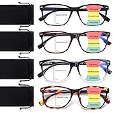 BONCAMOR Progressive Multifocus Reading Glasses for Men Women Blue Light Blocking Square Computer Readers with Spring Hinges