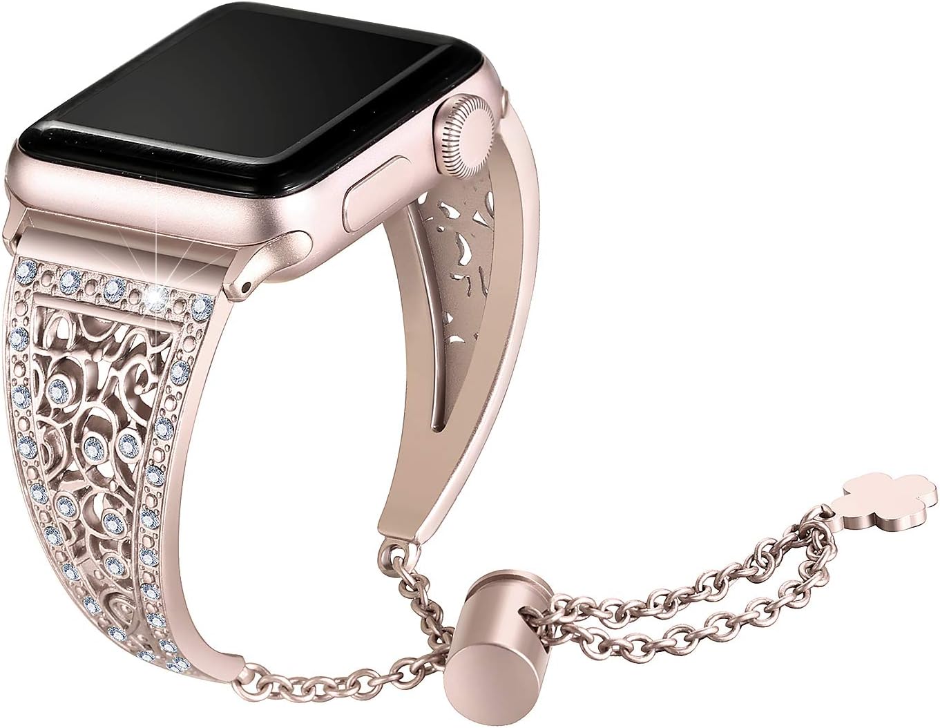 Secbolt Bling Metal Bands Compatible with Apple Watch Band 38mm 40mm iwatch Series 5/4/3/2/1, Dressy Jewelry Diamond Cuff Bracelet Bangle Wristband Women, 4 Colors Available