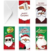 Iconikal 30-Count African American Black Santa Christmas Gift Card Holders with Envelopes, Holiday Money Cash Check