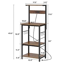 SUPERJARE 4 Tier Bakers Rack with Power