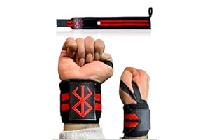 Queen Supply Products Anime Wrist Wraps Lifting Straps 24" for Men and Women - 1 Pair Each, Gym Accessories Support Weightlifting, Exercise Training, & Improve Workout (Red)