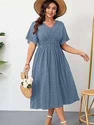 RWJ Women's Plus Size Maxi Dress V Neck Short