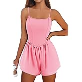Ekouaer Womens Summer Sleeveless Workout Rompers Athletic Jumpsuit Double Lined Shorts One Piece Gym Yoga Clothes XS-XL
