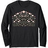 Floral Women TShirt Vintage Boho Wildflower Botanical Flower Long Sleeve T-Shirt