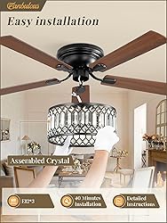 56 Inch Low Profile Chandelier Ceiling Fan with