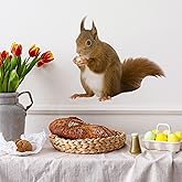 Cute Animal Squirrel Decals Peel and Stick Squirrel Wall Sticker for Bedroom Kitchen Bathroom Kids Room Decor Cafe Store Wall Window Closet Decor