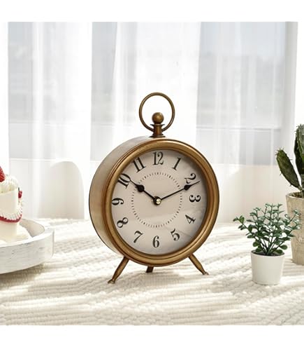 Horloge Table Howard Miller Horloge De Table Howard Miller - Design Laiton - Cadran Flottant - Mouvement Quartz - 19x16cm Table De Salon