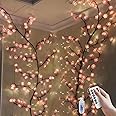 Cherry LED Tree Branch Lights for Wall, Cherry Blossom Willow Vine Twig Decor Garland with 96 LED Lights and Remote,8 Lighting Modes,Christmas Decorations Indoor for Home Wall Door Window (71inch)