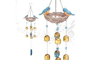 Taman Blue Bird Wind Chime - Wind Bell for Outside Indoor Resin Decorative Metal Bronze Mobile Wind Chime Memorial Sympathy Gift for Home, Outdoor, Yard, Patio,Garden Decor, 27.5"