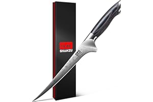 SHAN ZU Fillet Knife 7 Inch, Powder Steel Boning Knife High Carbon Japanese Filleting Knife, Ultra Sharp Deboning Knife for M