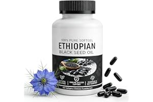 Purely Nutrient Ethiopian Black Seed Oil Capsules, Organic Cold Pressed Black Cumin Seed Oil from Nigella Sativa, Non-GMO Bla