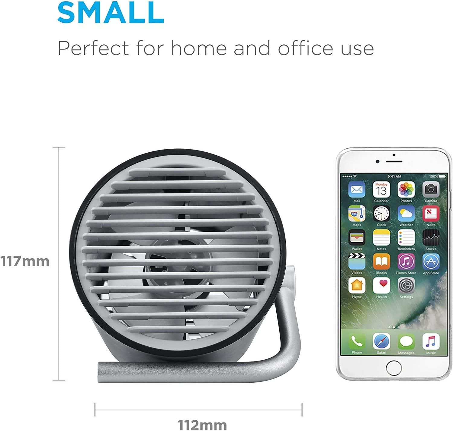 Fancii Small Personal Desk USB Fan, Portable Mini Table Fan with Twin Turbo Blades, Whisper Quiet Cyclone Air Technology - for Home, Office, Outdoor Travel (Black): Home & Kitchen