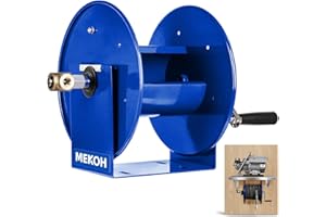 MEKOH Pressure Washer Hose Reel 100FTx3/8”, 200FTx1/4” Manual Power Washer Hose Reel with M22 14mm Fitting,4500PSI Heavy Duty Hose Reel for Water,High Pressure Metal Reel with Wall/Van/Trailer Mount