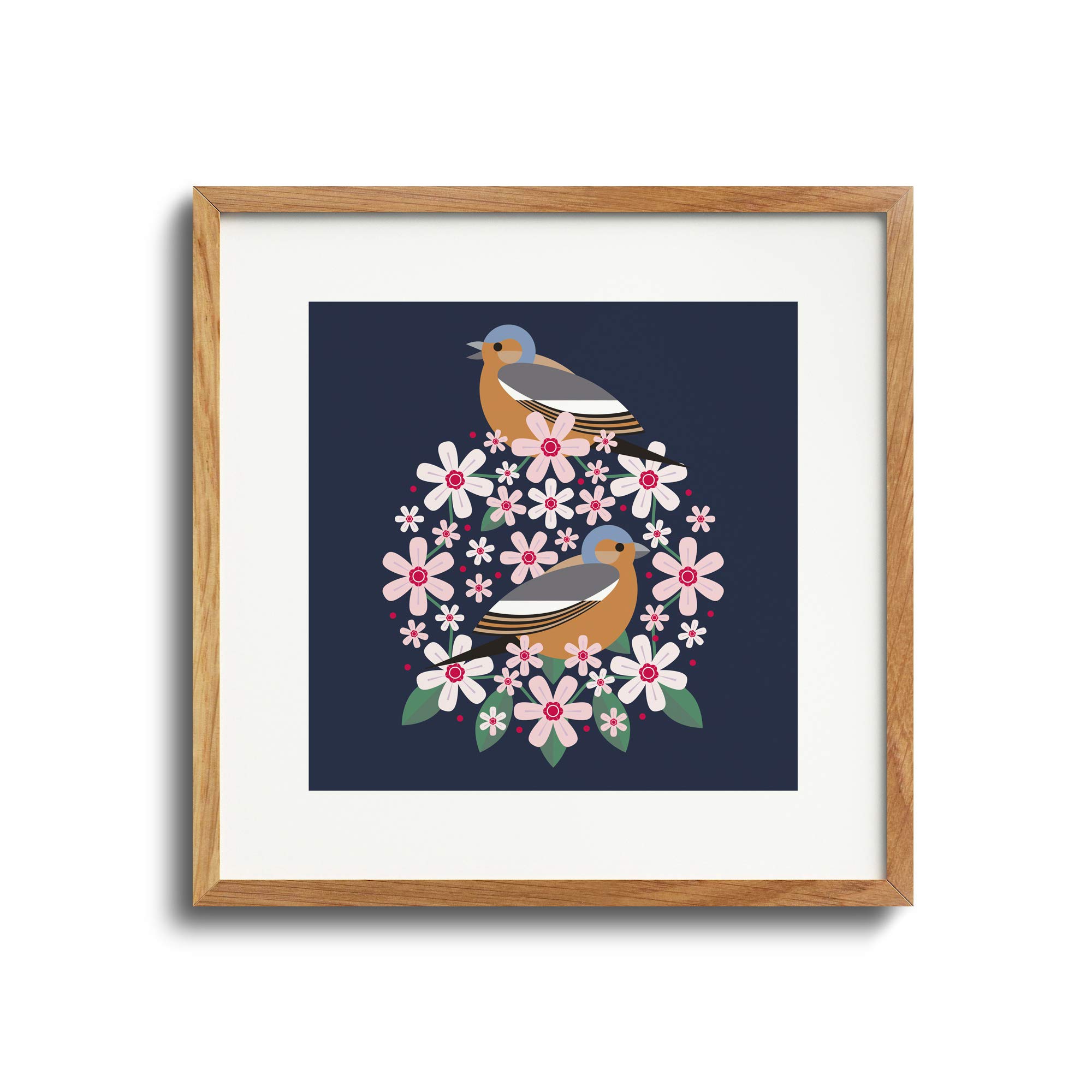 Tall Boy Wall Art Print From Award Winning I Like Birds Collection | Chaffinch & Blossoms | Wall Décor, Wall Art for Living Room, Office, Bedroom | Print Only | 30cm x 30cm | Made in the UK
