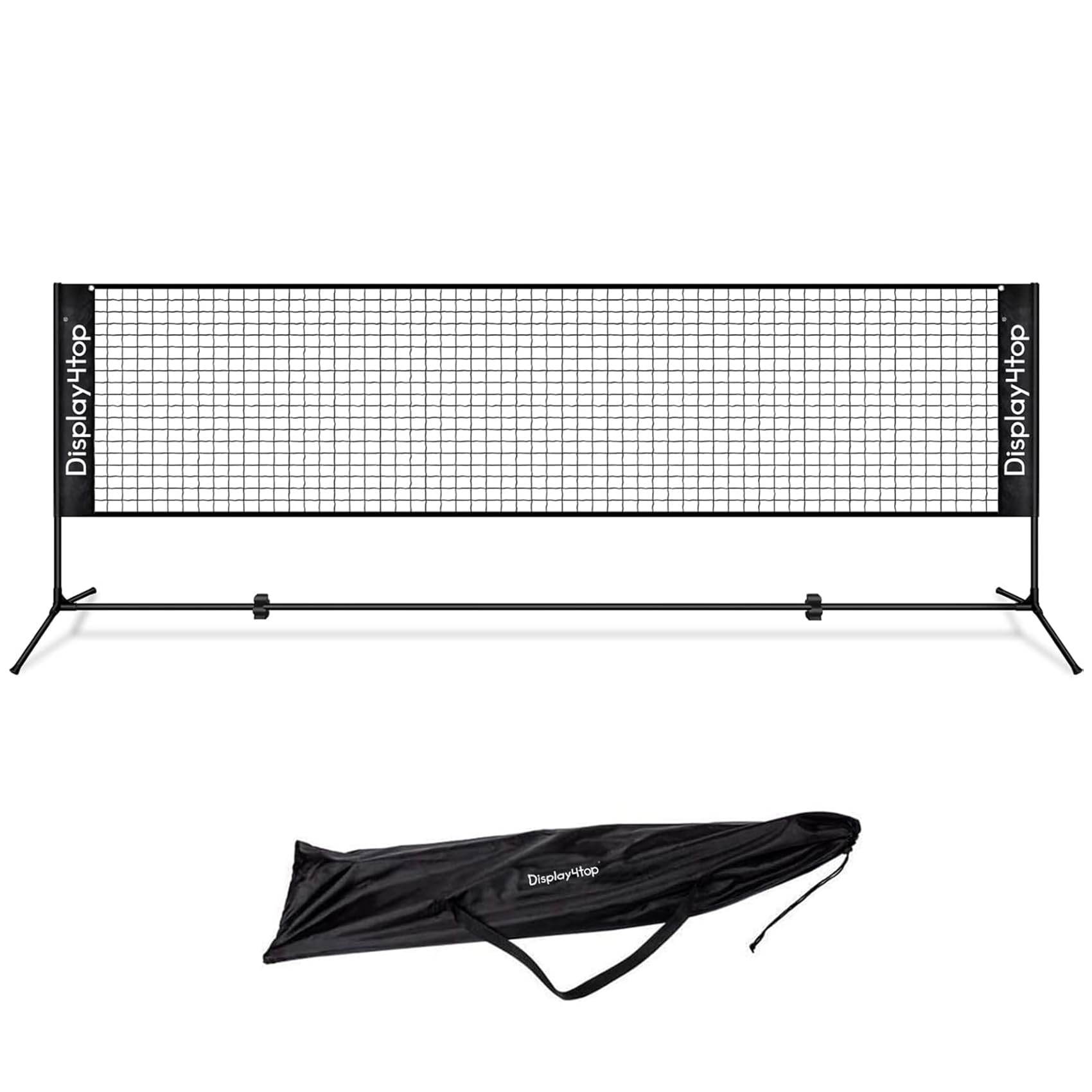 display4top 5M Badminton Net Set, Volleyball Tennis Net, Height Adjustable, Portable with Portable Carry Bag, Sports Net for Indoor or Outdoor Court, Beach, Driveway, Black