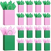 Geyoga 36 Pack Pink and Green Party Decorations Party Gift Bags with Handle Tissue Paper 8.3 x 5.9 x 3.15 Inches Witch and Princes Treat Bags Witch Theme Supplies