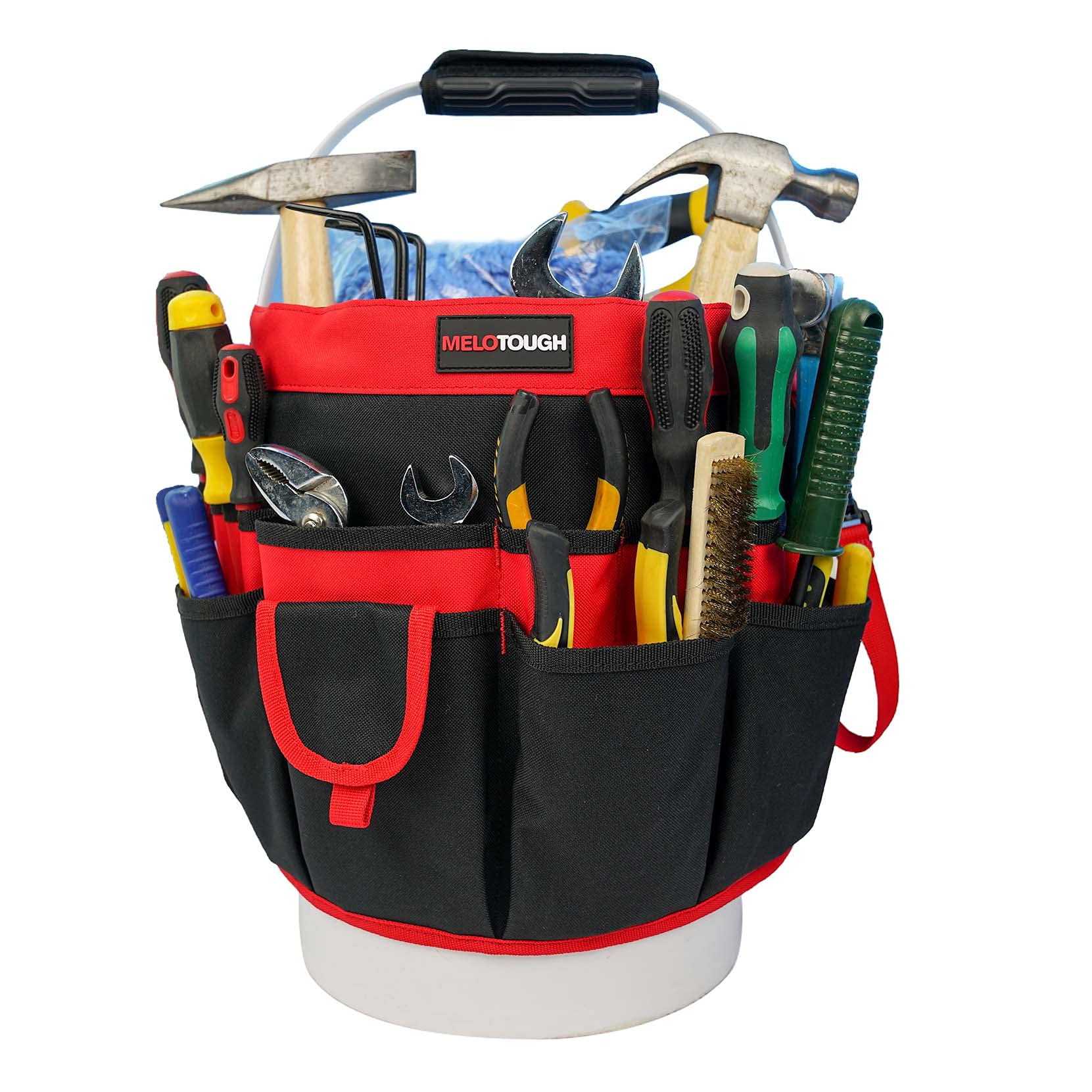 MELOTOUGH Bucket Tool Organizer With 35 Pockets Fits to 3.5-5 Gallon Bucket (Red) โ image 1