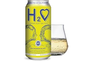 H2❤ H2o (Excellent Acidity) W1– California White Non Alcoholic Wine Infused Refreshment, 0.0% Alcohol, The ONLY NA with Science Research (Larger 1.5x size Sauvignon Blanc, Pack of 1-12 Fl oz)