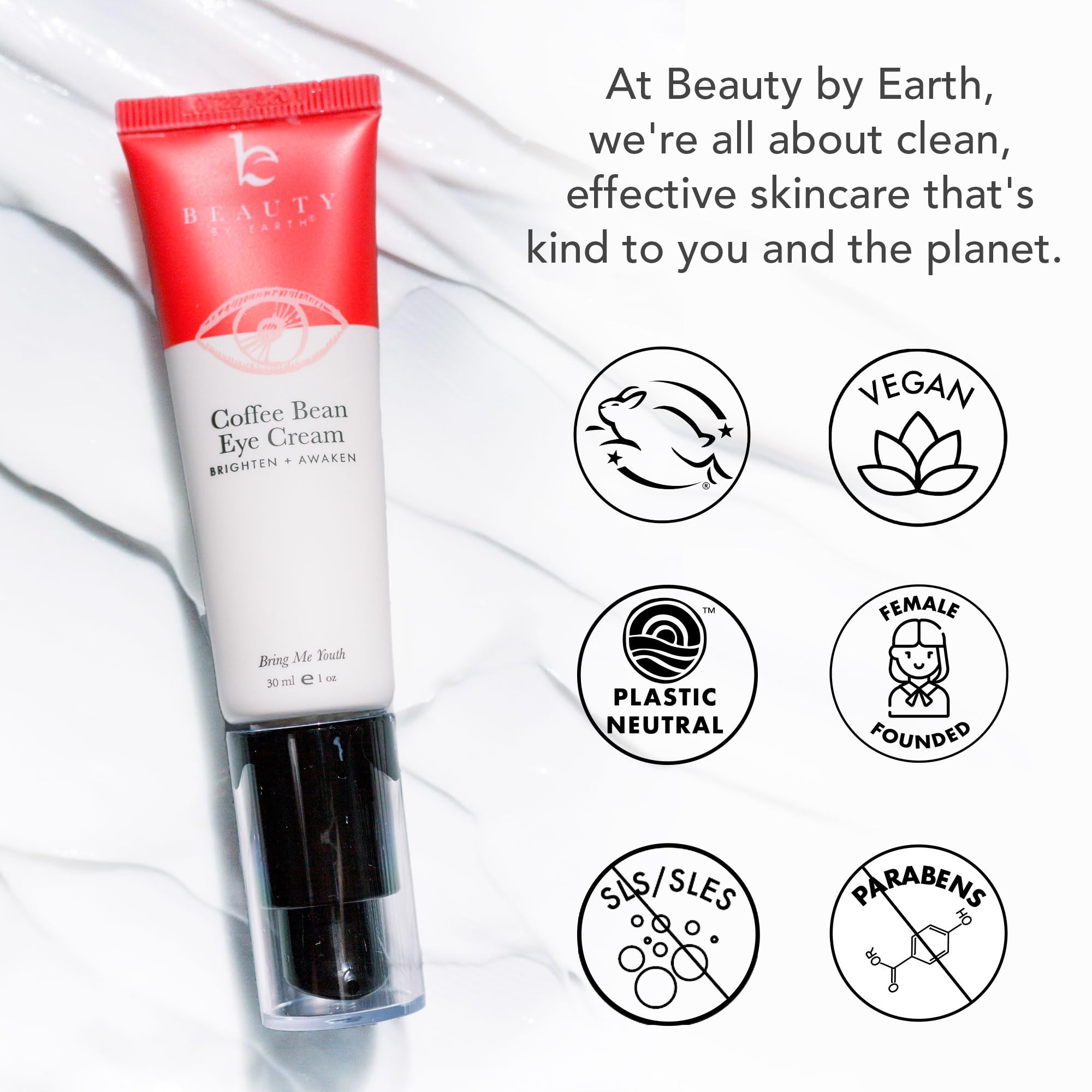 Beauty by Earth Caffeine Eye Cream for Puffiness & Bags Under Eyes - USA Made with Natural & Organic Ingredients, Under Eye Cream for Dark Circles with Glycerin & Vitamin E, Brightens & Refreshes