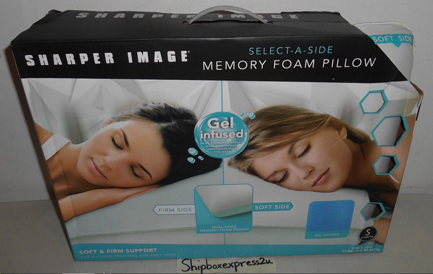 Bedding Sharper Image Select A Side Molded Memory Foam Pillow