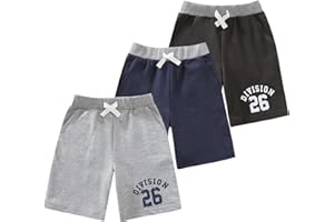 GLASH Kids Boys French Terry Cotton Shorts 3-Pack