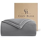 Cozy Bliss Deluxe Dual-Sided Cooling Comforter Queen Size, Ultra-Soft Lightweight Breathable Silky Cooling Blankets with Q-Max>0.45 for Bedroom, Hot Sleepers & Night Sweats, Dark Grey, 90"x90"
