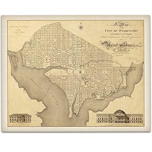 1818 Map of Washington DC - 11x14 Unframed Art Print - Great Vintage Home Decor Under $15